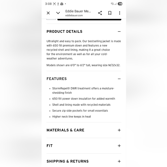 Eddie Bauer Men's Dark Blue Down Puffer Jacket - Picture 3 of 12